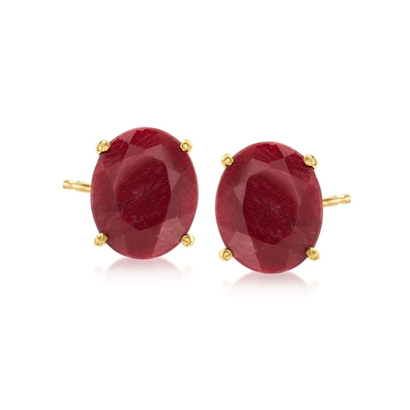 Ross-Simons 9.60 ct. t.w. Ruby Earrings in 18kt Gold Over Sterling, Women's, Adult