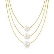 Ross-Simons 9-9.5mm Cultured Pearl 3-Strand Layered Necklace in 18kt Gold Over Sterling, Women's, Adult
