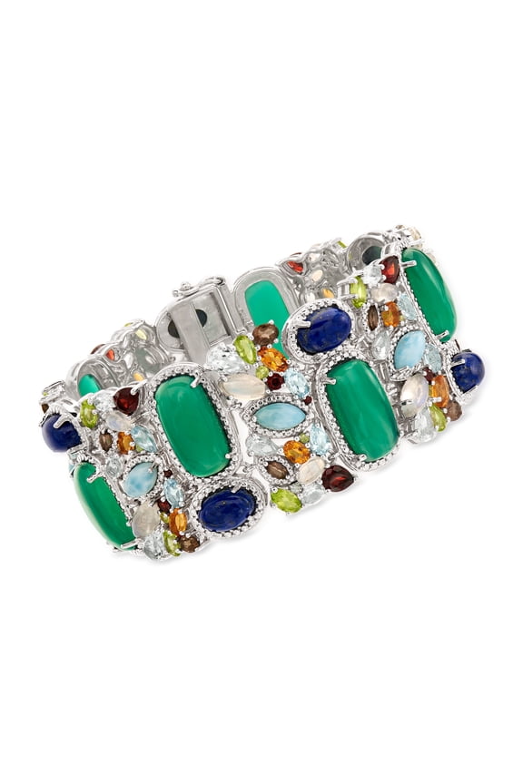 95.00 ct. t.w. Multi-Gem Bracelet in Sterling Silver, Women's, Adult