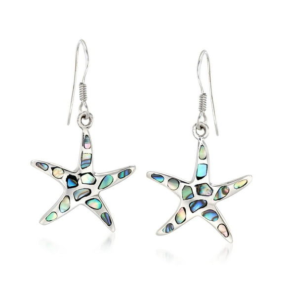 Ross-Simons Abalone Shell Starfish Drop Earrings in Sterling Silver, Women's, Adult