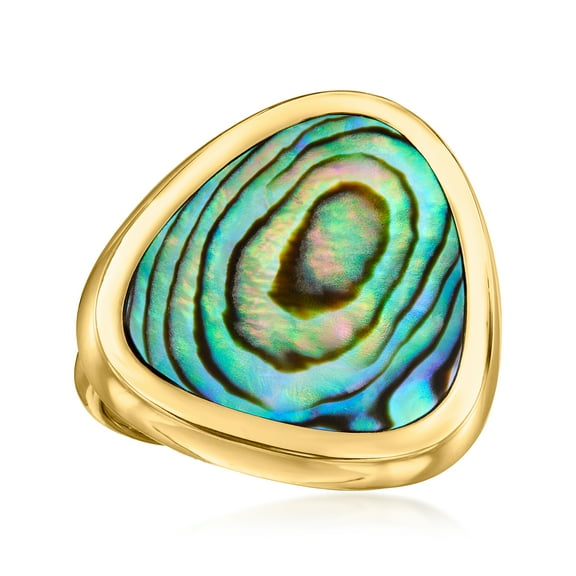 Ross-Simons Abalone Shell Triangular Ring in 18kt Gold Over Sterling, Women's, Adult