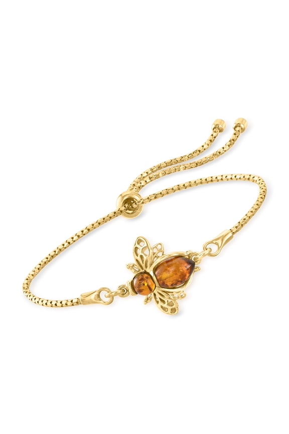 Amber Bumblebee Bolo Bracelet in 18kt Gold Over Sterling, Women's, Adult