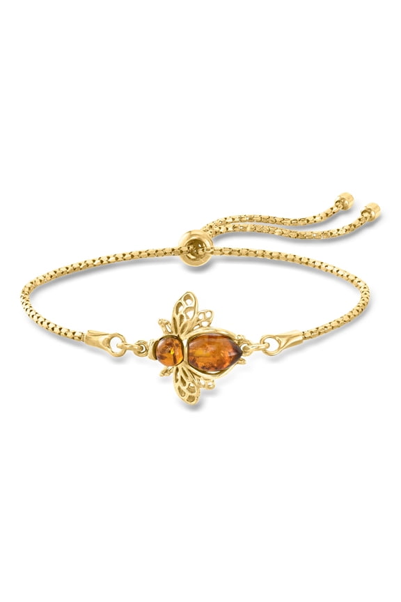 Amber Bumblebee Bolo Bracelet in 18kt Gold Over Sterling, Women's, Adult