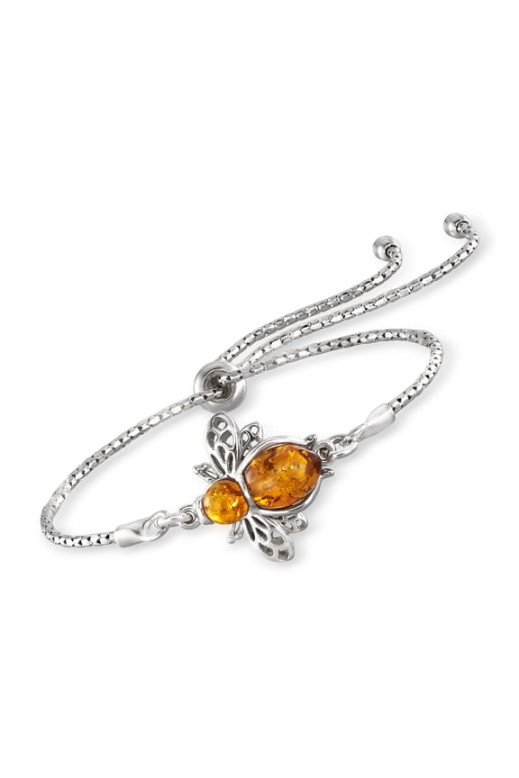 Amber Bumblebee Bolo Bracelet in Sterling Silver, Women's, Adult