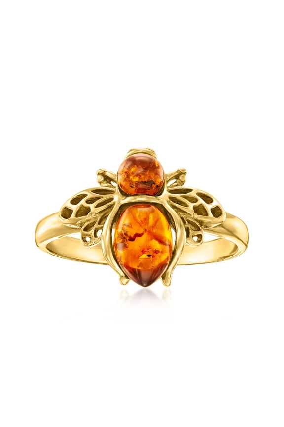 Amber Bumblebee Ring in 18kt Gold Over Sterling, Women's, Adult