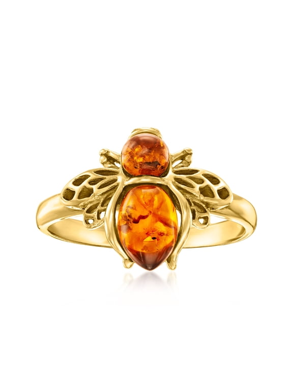 Amber Bumblebee Ring in 18kt Gold Over Sterling, Women's, Adult