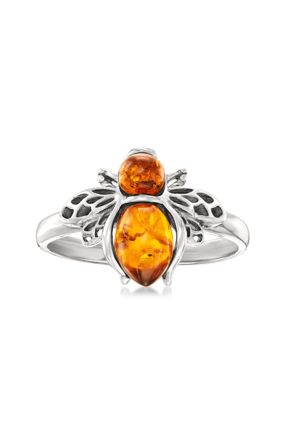 Amber Bumblebee Ring in Sterling Silver, Women's, Adult
