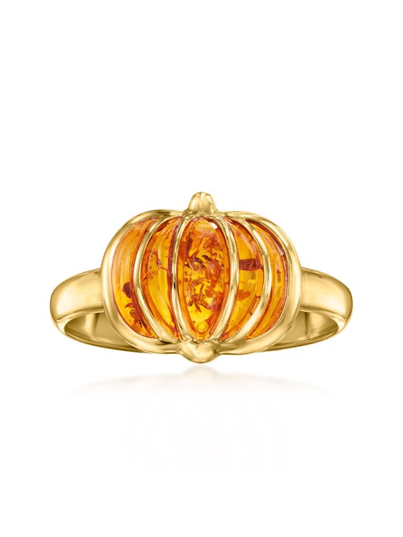 Amber Pumpkin Ring in 18kt Gold Over Sterling, Women's, Adult