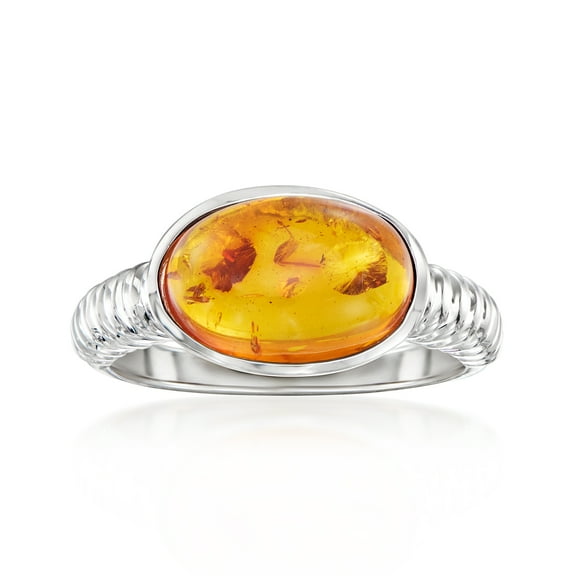 Ross-Simons Amber Ring in Sterling Silver, Women's, Adult