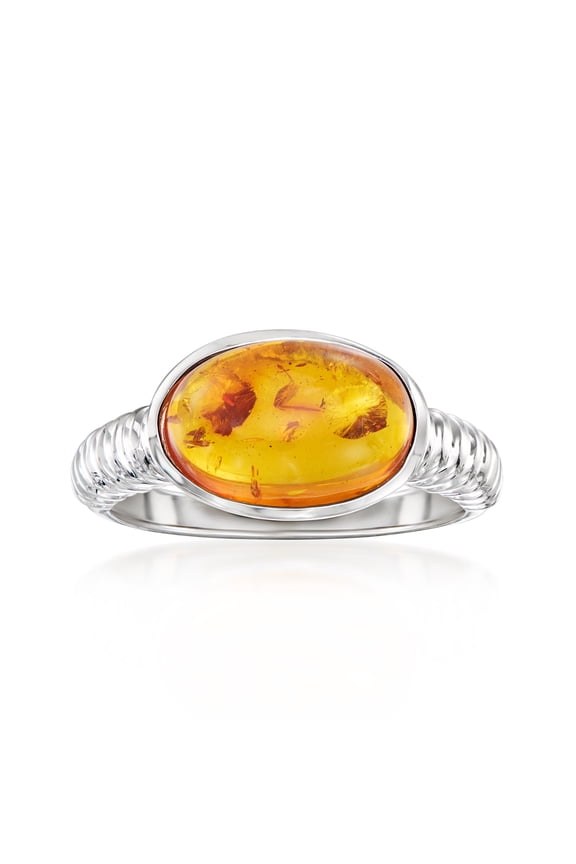 Amber Ring in Sterling Silver, Women's, Adult