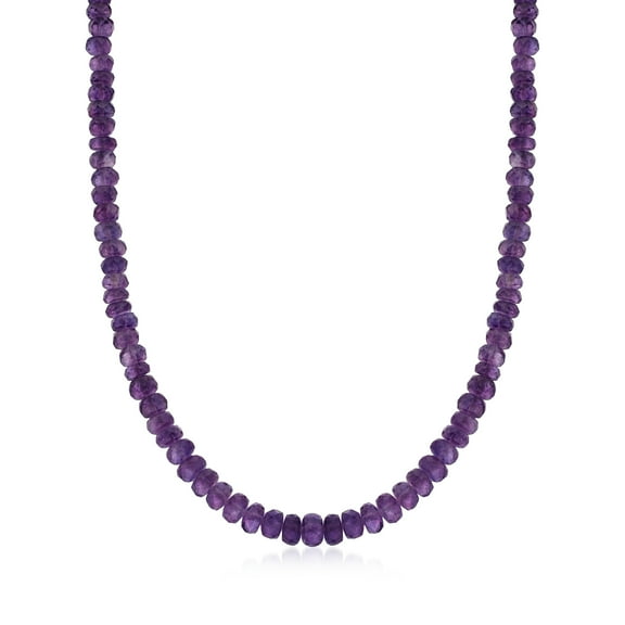 Ross-Simons Amethyst Bead Necklace With Sterling Silver, Women's, Adult
