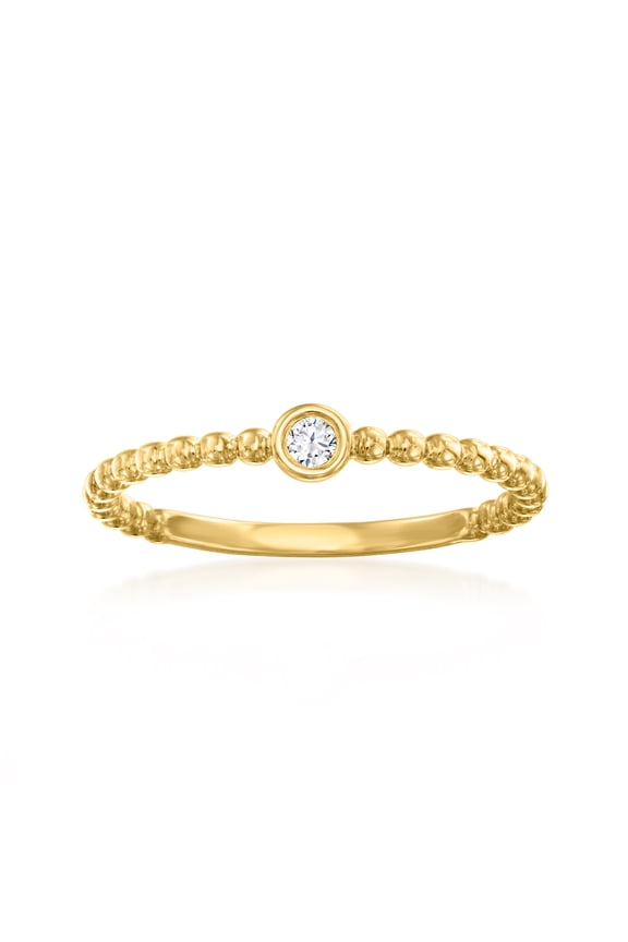 Bezel-Set Diamond Beaded Ring in 18kt Gold Over Sterling, Women's, Adult