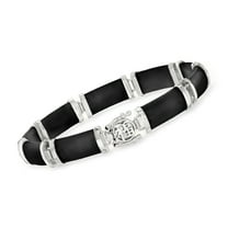 Ross-Simons Black Agate "Good Fortune" Bracelet in Sterling Silver, Women's, Adult