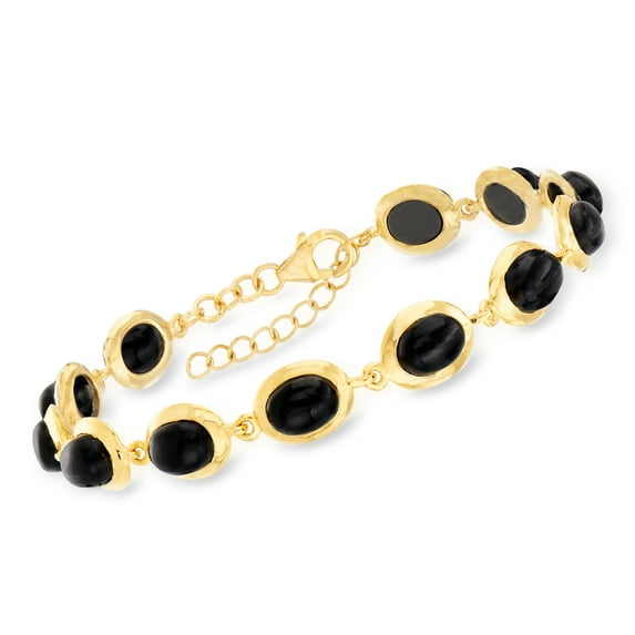 Ross-Simons Black Onyx Bracelet in 18kt Gold Over Sterling, Women's, Adult