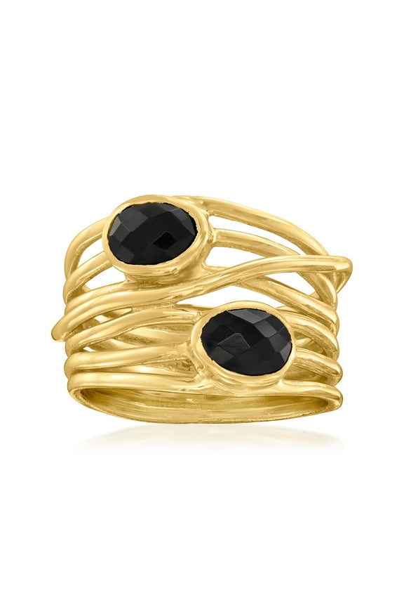Black Onyx Multi-Row Ring in 18kt Gold Over Sterling, Women's, Adult