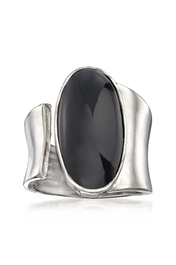 Black Onyx Wrap Ring in Sterling Silver, Women's, Adult