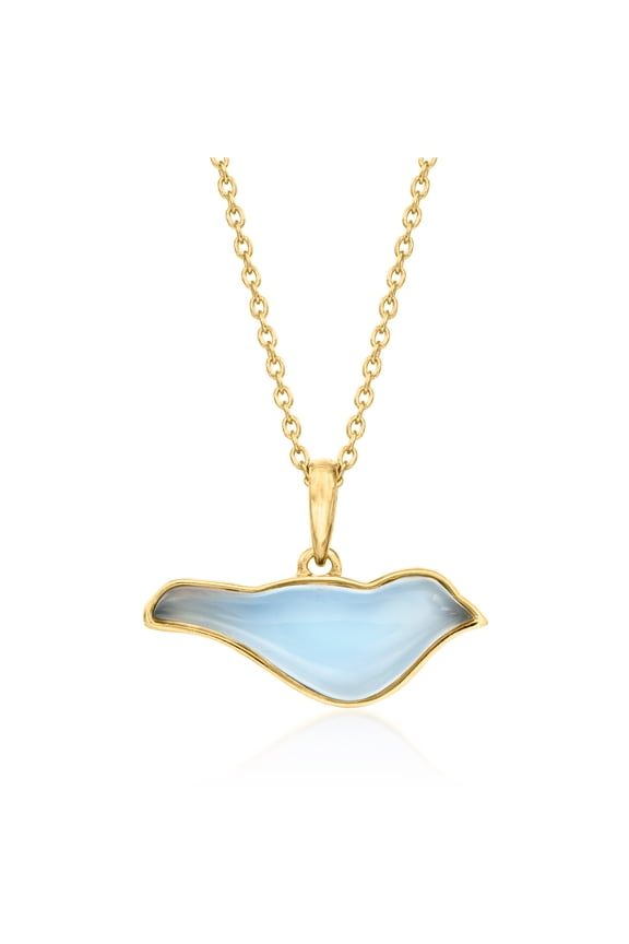 Blue Chalcedony Bird Pendant Necklace in 18kt Gold Over Sterling, Women's, Adult