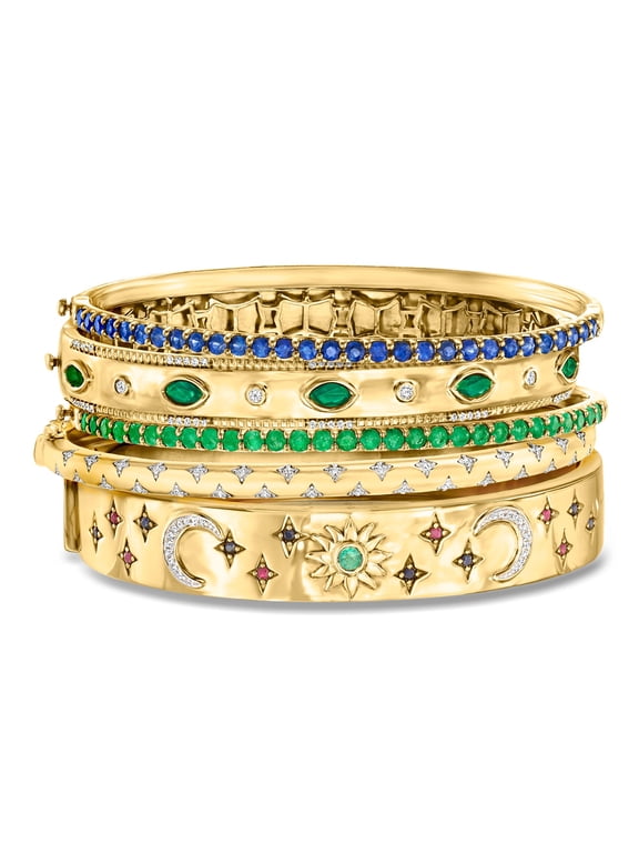 "Broadway Stack" Of 5 Bangle Bracelets in 18kt Gold Over Sterling, Women's, Adult