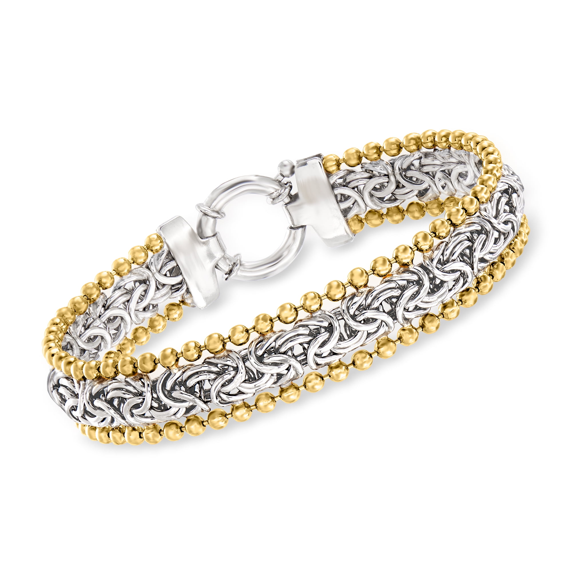 Ross-Simons Byzantine Beaded Bracelet in Sterling Silver and 18kt Yellow Gold Over Sterling, Women's, Adult