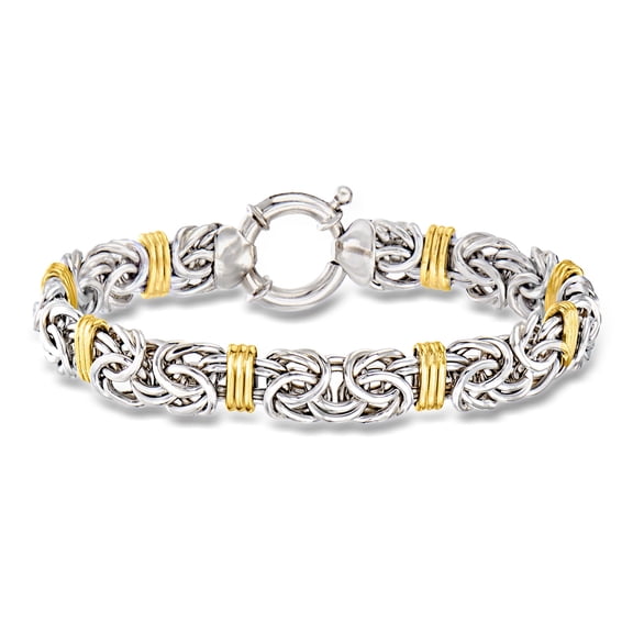 Ross-Simons Byzantine Bracelet in Sterling Silver and 14kt Yellow Gold, Women's, Adult