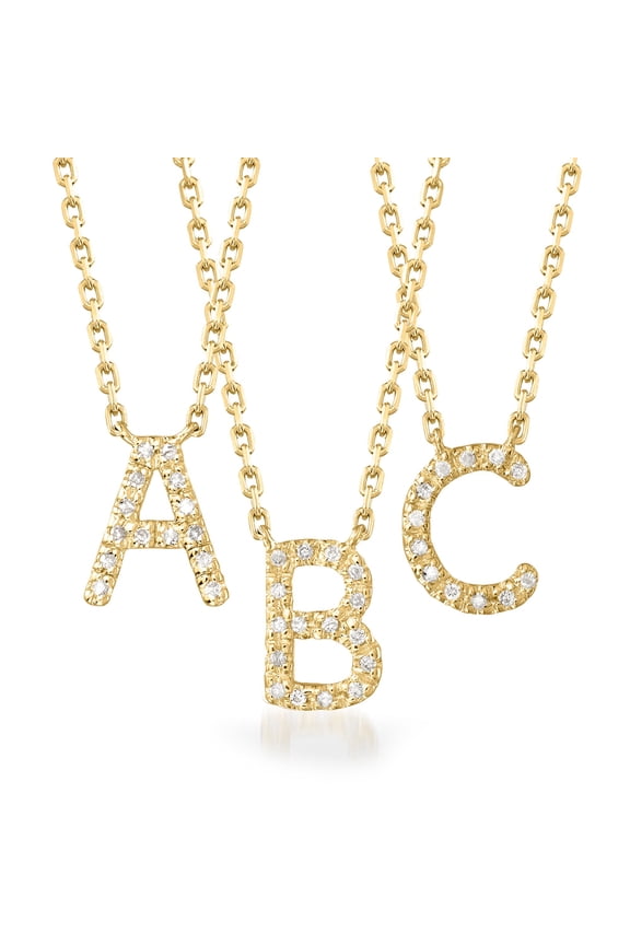 Diamond-Accented Initial Necklace in 18kt Gold Over Sterling, Women's, Adult