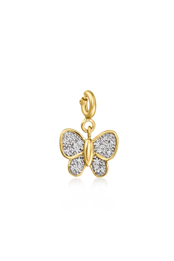 Diamond Butterfly Charm in 18kt Gold Over Sterling, Women's, Adult