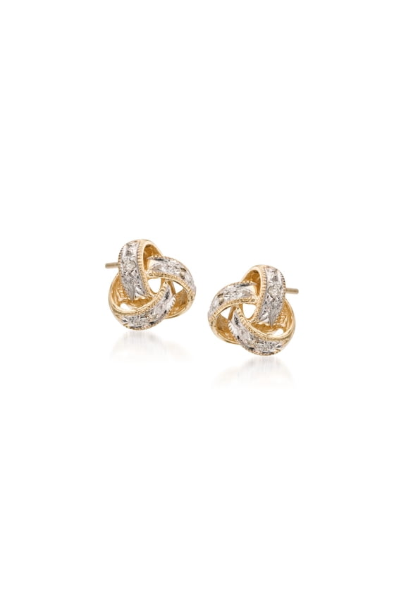 Diamond Love Knot Stud Earrings in 14kt Yellow Gold, Women's, Adult