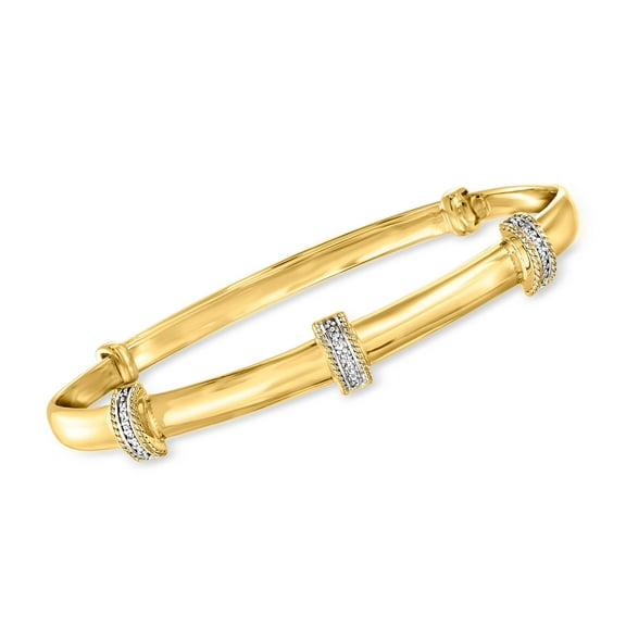 Ross-Simons Diamond Station Bangle Bracelet in 14kt Gold Over Sterling, Women's, Adult
