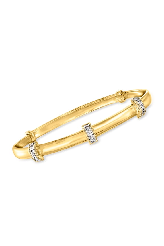 Diamond Station Bangle Bracelet in 14kt Gold Over Sterling, Women's, Adult