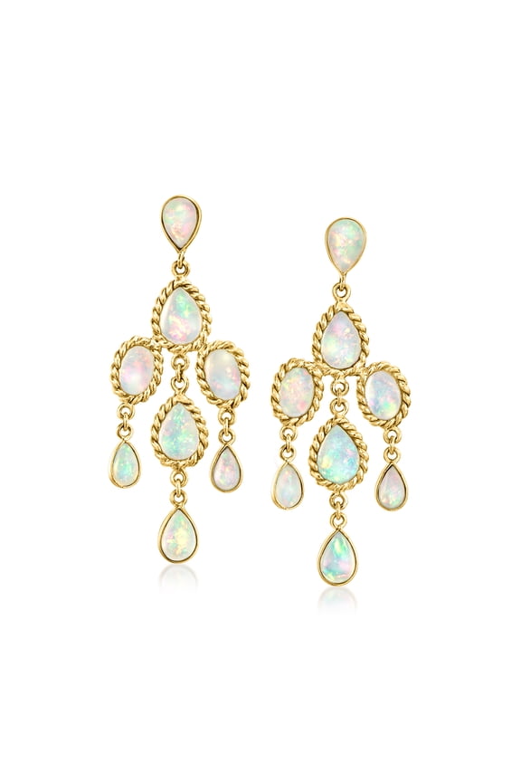 Ethiopian Opal Chandelier Earrings in 14kt Yellow Gold, Women's, Adult