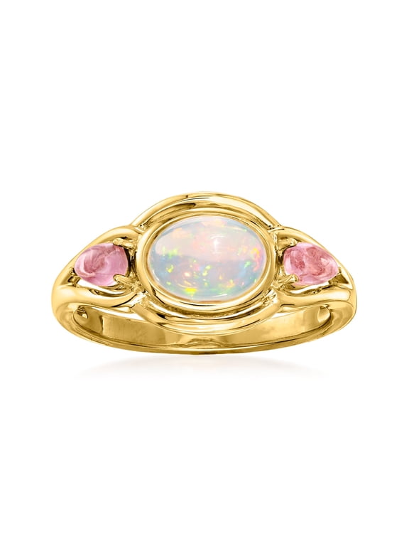 Ethiopian Opal and .40 ct. t.w. Pink Tourmaline Ring in 18kt Gold Over Sterling, Women's, Adult