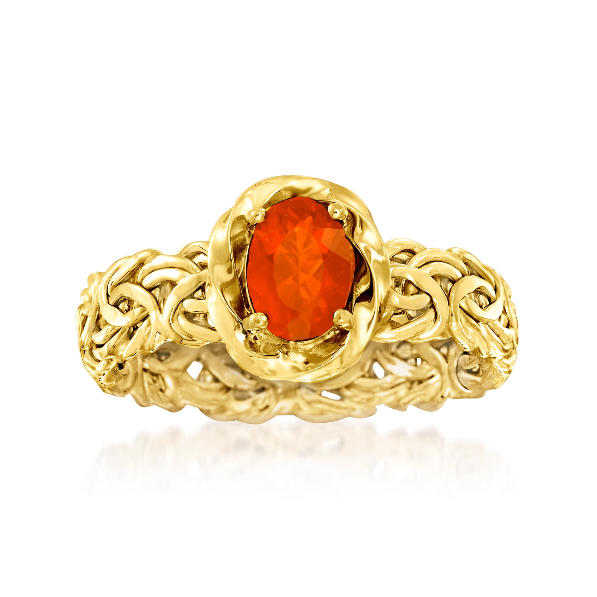 Ross-Simons Fire Opal Byzantine Ring in 14kt Yellow Gold for Female, Adult