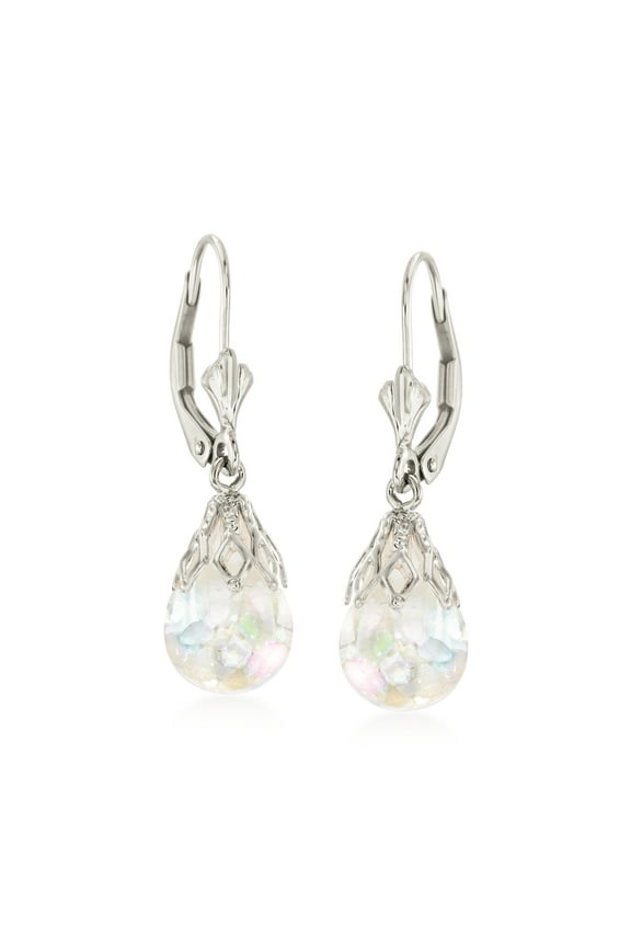 Floating Opal Drop Earrings in 14kt White Gold, Women's, Adult