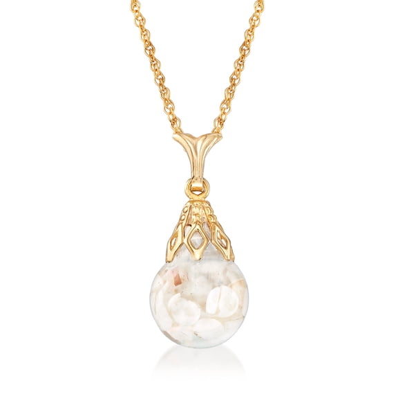 Ross-Simons Floating Opal Pendant Necklace in 14kt Yellow Gold, Women's, Adult