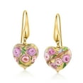 thumbnail image 1 of Ross-Simons Golden and Rose Murano Glass Heart Drop Earrings in 18kt Gold Over Sterling, Women's, Adult, 1 of 5