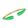 thumbnail image 1 of Ross-Simons Green Enamel and .20 ct. t.w. Diamond Cuff Bracelet in 18kt Gold Over Sterling, Women's, Adult, 1 of 4