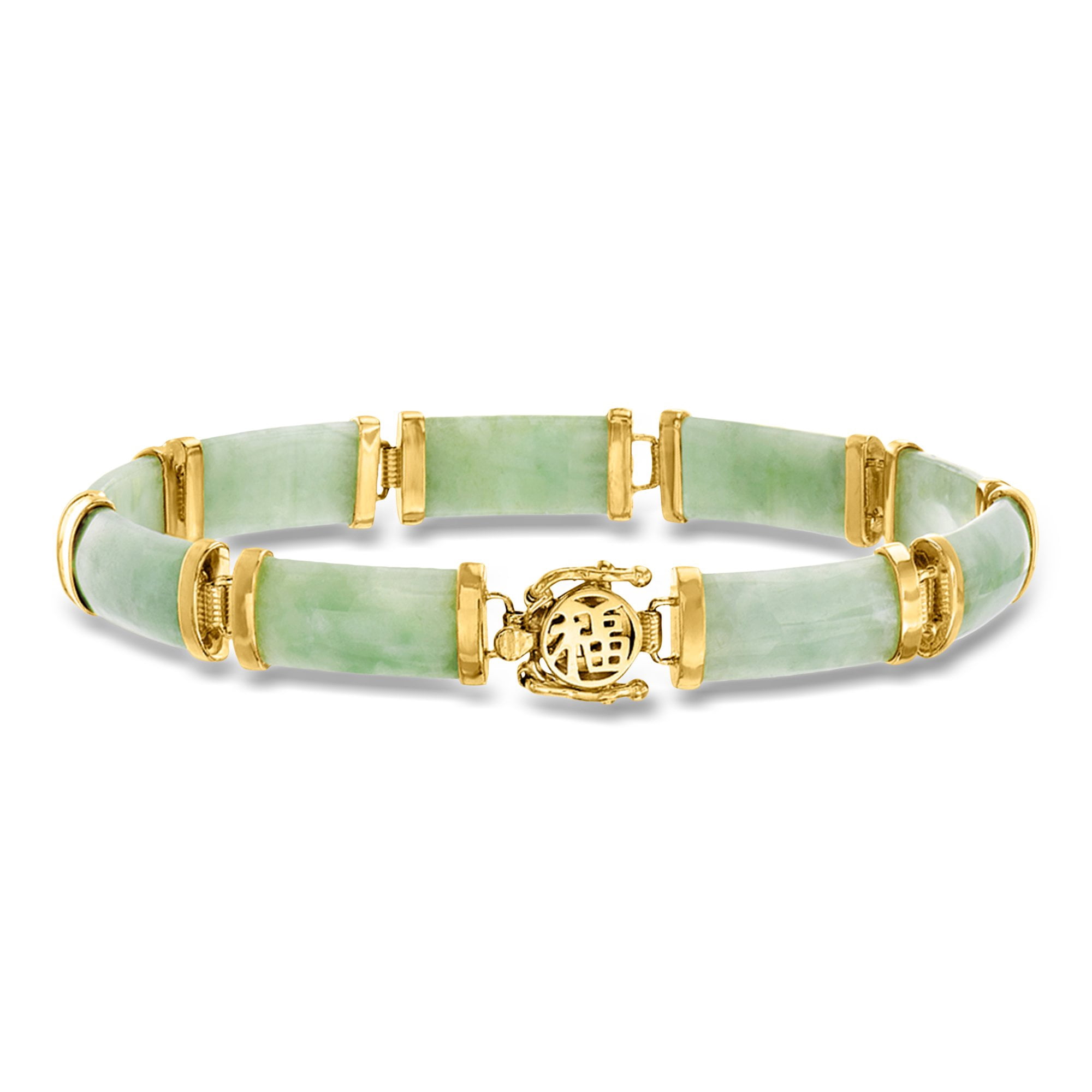 Ross-Simons Green Jade "Good Fortune" Bracelet in 18kt Gold Over Sterling, Women's, Adult