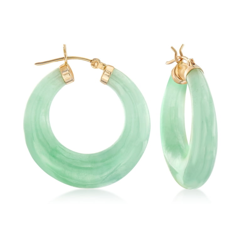 Jade hoop earrings in 14k gold deals