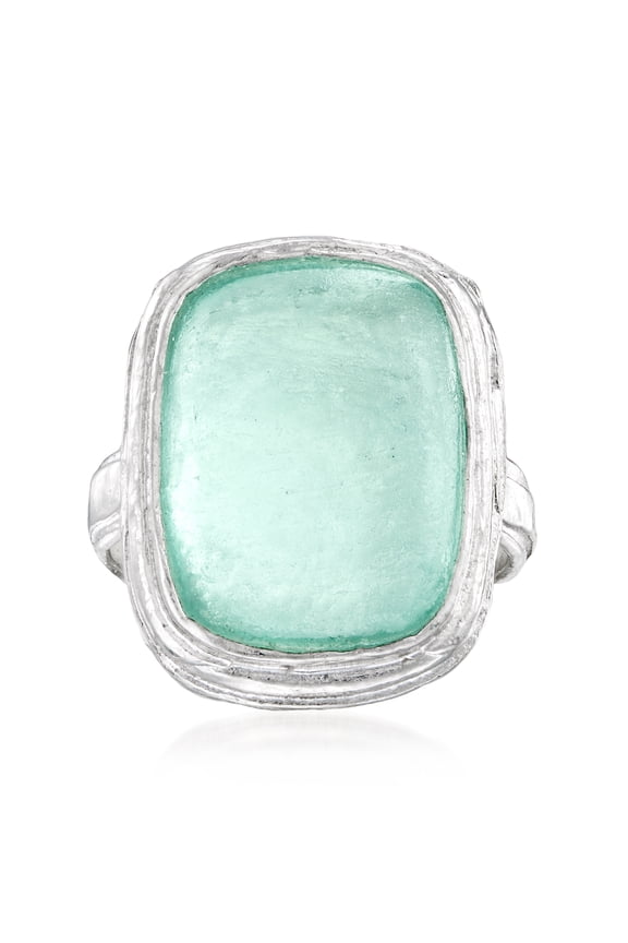 Green Roman Glass Ring in Sterling Silver, Women's, Adult