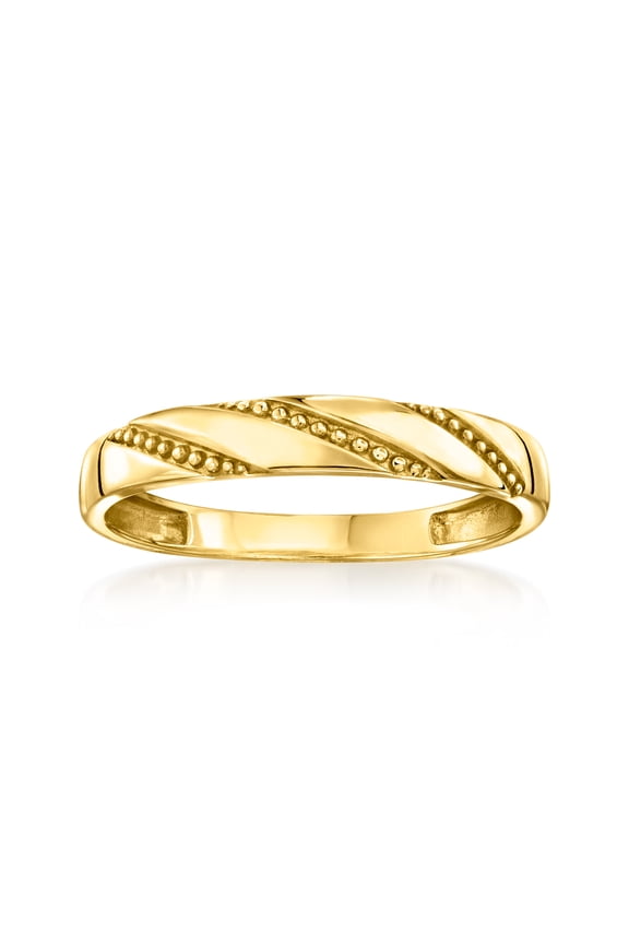 Italian 10kt Yellow Gold Beaded Stripe Ring, Women's, Adult
