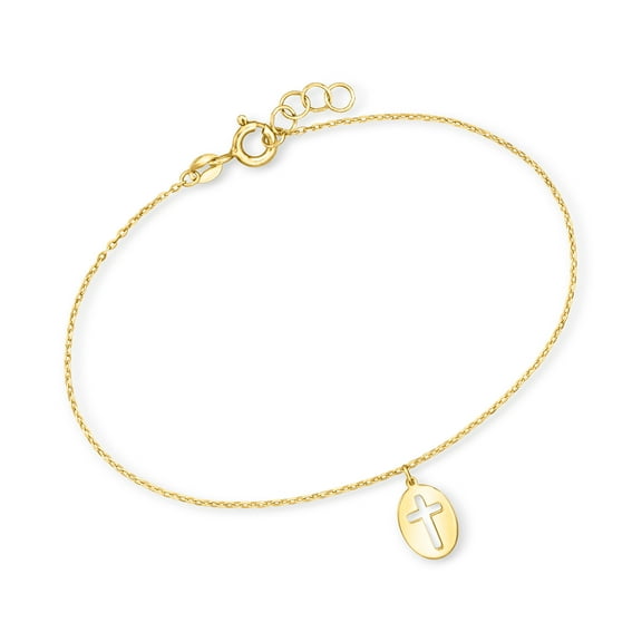 Ross-Simons Italian 10kt Yellow Gold Cross Cut-Out Charm Bracelet, Women's, Adult