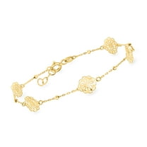 Ross-Simons Italian 10kt Yellow Gold Flower Station Bracelet, Women's, Adult