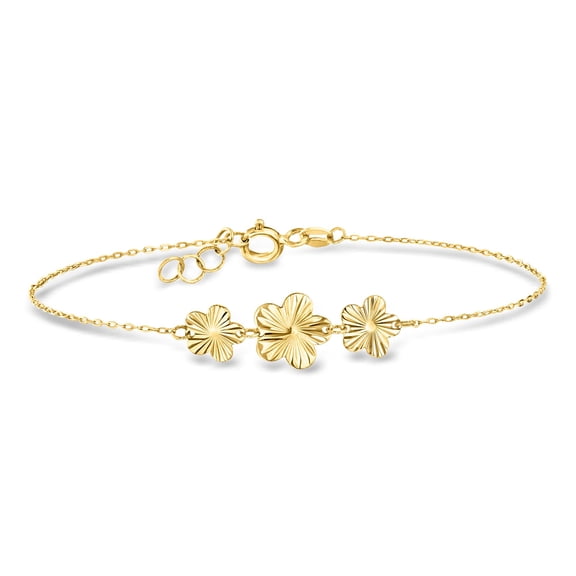 Ross-Simons Italian 10kt Yellow Gold Flower Trio Bracelet, Women's, Adult