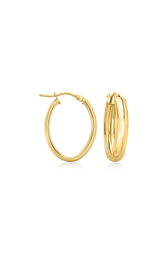 Italian 10kt Yellow Gold Oval Hoop Earrings, Women's, Adult
