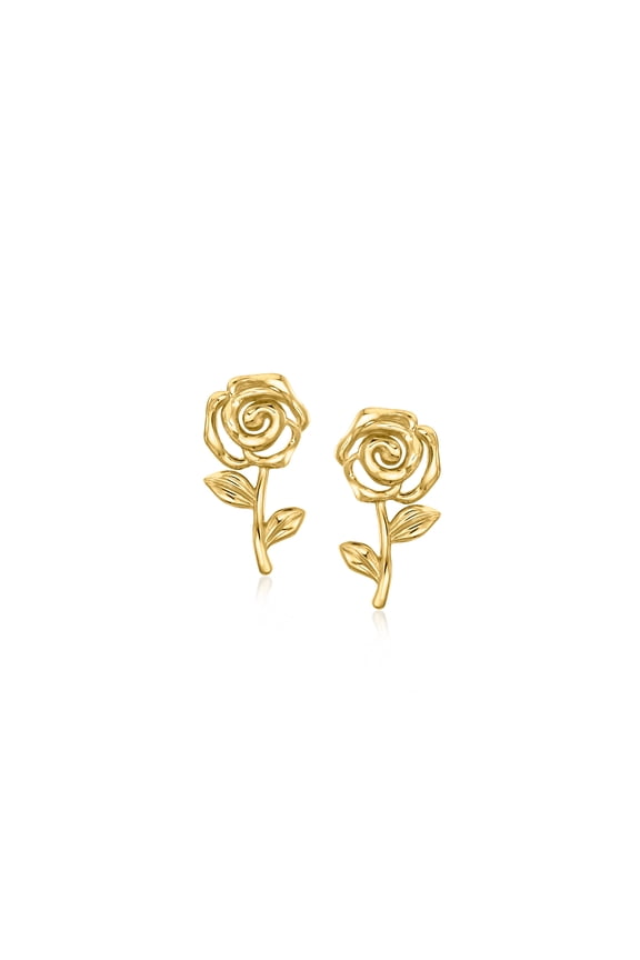 Italian 10kt Yellow Gold Rose Stud Earrings, Women's, Adult
