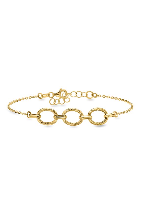 Italian 10kt Yellow Gold Twisted Paper Clip Link Trio Bracelet, Women's, Adult