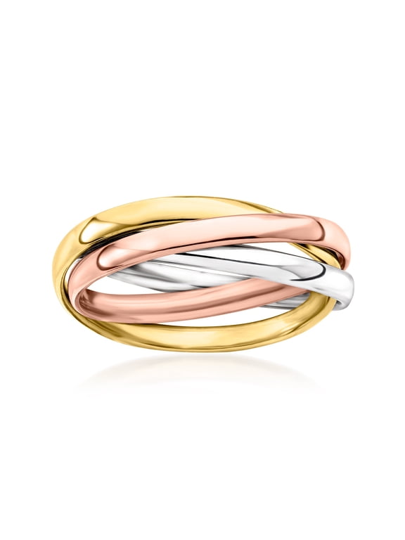 Italian 14kt Tri-Colored Gold Crisscross Ring, Women's, Adult