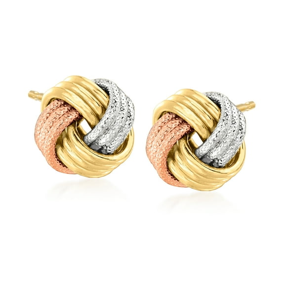 Ross-Simons Italian 14kt Tri-Colored Gold Love Knot Earrings, Women's, Adult