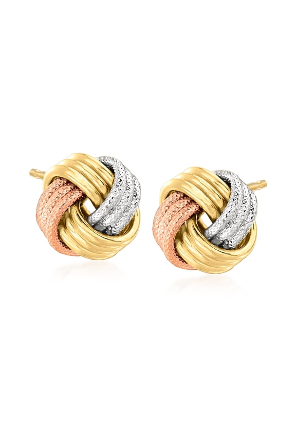 Italian 14kt Tri-Colored Gold Love Knot Earrings, Women's, Adult