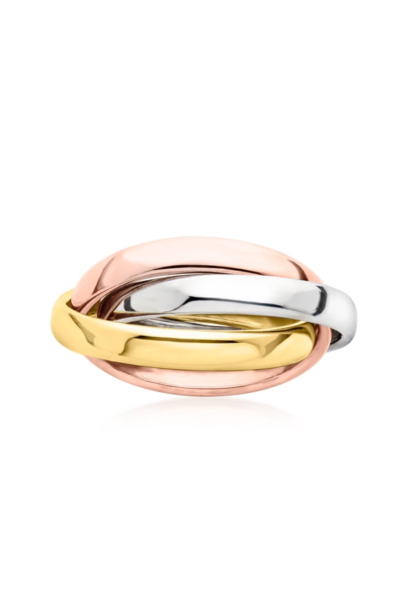 Italian 14kt Tri-Colored Gold Rolling Ring, Women's, Adult